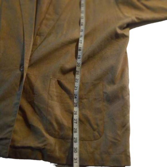 Silk Exchange Women Tan 100% Silk 1 Button 2 Square Pockets Blazer Sz 22W Jacket - Picture 5 of 8